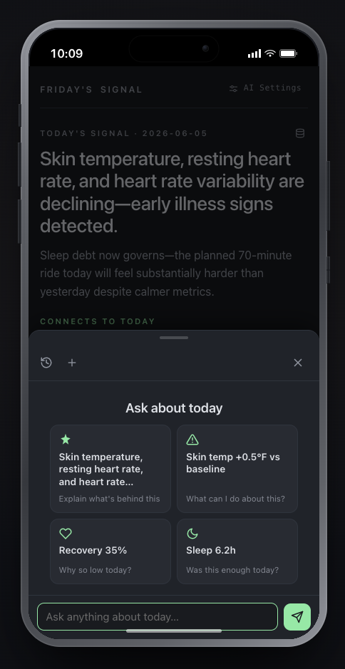 Chat — suggested questions on mobile